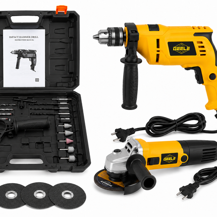 A- KIT TALADRO CON AMOLADORA ANGULAR 110V - 220V